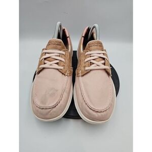 Skechers GO STEP Natural Seashore Boat Shoes Womans Size 10 Tan Comfort Lace Up
